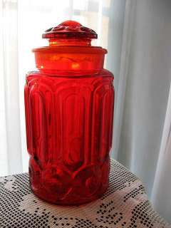   Moon & Stars Red Amberina Largest Kitchen Canister Jar 9.5  
