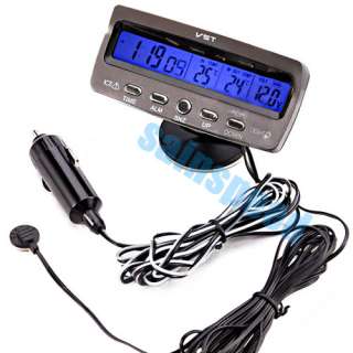US SHIPPING Car LCD Alarm Temperature Thermometer Voltage Monitor Time 