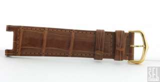   REPLACEMENT BROWN LEATHER MENS WATCH BAND W/ 18K GOLD CLASP  