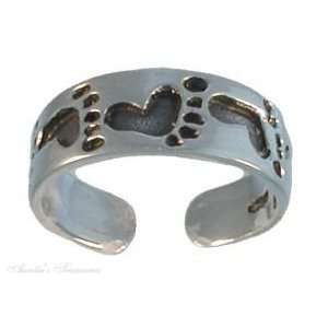  Sterling Silver Footprints Toe Ring Jewelry