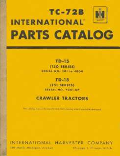 INTERNATIONAL TD15 150 151 CRAWLER TRACTOR PARTS BOOK  