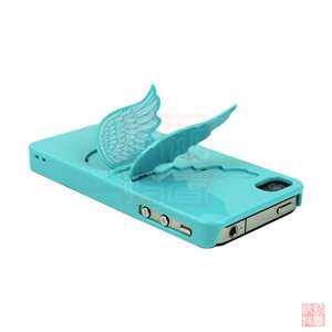 SKY BLUE Angel Wing Holder Hard Case Cover For Apple iPhone 4S 4G AT&T 