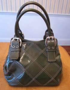 TIGNANELLO Green Leather Patchwork Purse Handbag Shoulder Bag Patent 
