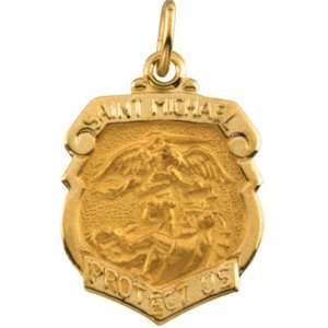 14kt Yellow Gold St. Michael, the Archangel Medal Shield Pendant (16 