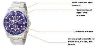 Invicta Mens 1769 Pro Diver Collection Chronograph Watch   designer 