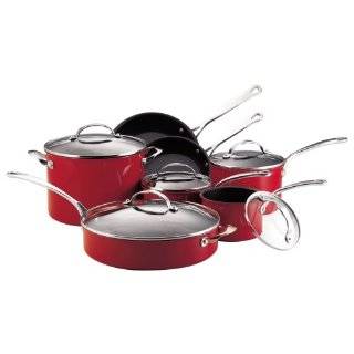   Reserved 12 Piece Nonstick Hard Base Cookware Set, Red (Kitchen