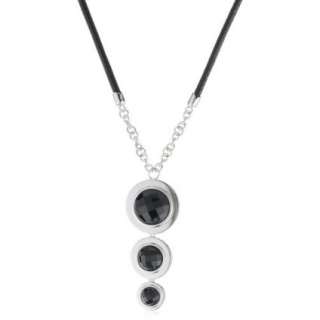 ELLE Jewelry Black Agate Industrial Glam Circle Necklace, 16 