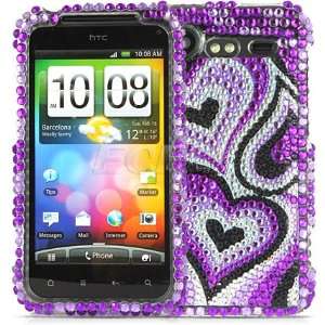     PURPLE HEARTS CRYSTAL BLING CASE FOR HTC INCREDIBLE S Electronics