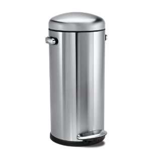 simplehuman CW1880 Stainless Steel 8 Gallon Round Retro Step Trash Can 