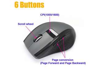 Wireless USB Optical Mouse to Computer Laptop PC 6 Key  