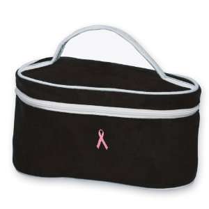  CathyS Black Train Travel Case with Pink Ribbon