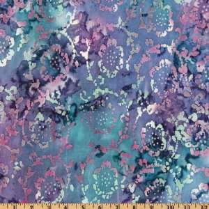 44 Wide Indian Batik Nature And Abstract Purple/Teal Fabric By The 