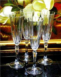 PC SET FLUTED WINE GLASSES Crystal Glass Sparkling Flutes TALL Italy 