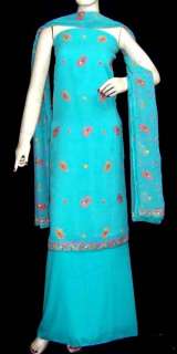   SALWAR KAMEEZ SUIT MATERIAL with RESHAM & MIRROR EMB LADIES DEN  