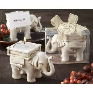  Lucky Elephant Antique Ivory Finish Tea Light Holder
