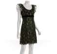 betsey johnson black gold gilded lace ruffle dress