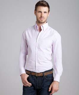 Brunello Cucinelli lilac pinstripe cotton button down shirt