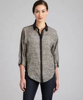 Cynthia Steffe black pebble tile print silk Scout blouse   