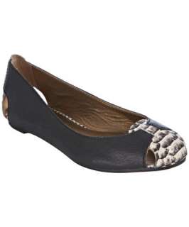 Cynthia Vincent black leather snake embossed Shae cutout flats