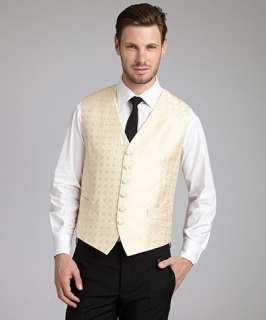 David Donahue gold patterned silk six button formal vest