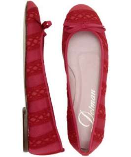 Delman red lace grosgrain Work flats  