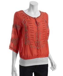 Free People hibiscus cotton blend embroidered blouse