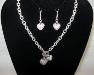 New Designer Front Toggle Heart & Crystal Necklace Set  