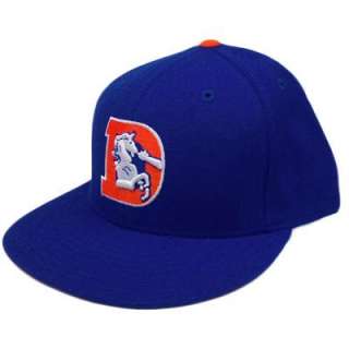 DENVER BRONCOS THROWBACK LOGO FLAT BILL MITCHELL & NESS FITTED NFL HAT 