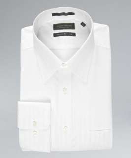 Joseph Abboud white tonal striped point collar pocket dress shirt