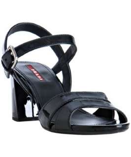 Prada Sport black patent leather buckle sandals   