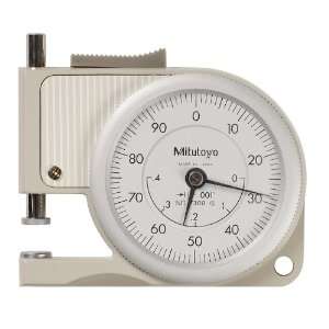 Mitutoyo 7308 Dial Thickness Gage, Flat Anvil, 0   0.4 Range, 0.001 