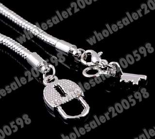 FREE 5strands Key&Lock Silver Plated Snake Chains 21CM  