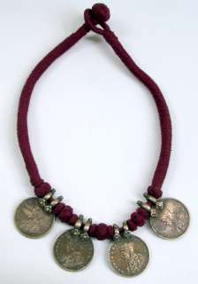 ETHNIC ANTIQUE TRIBAL OLD SILVER JEWELRY NECKLACE COIN  