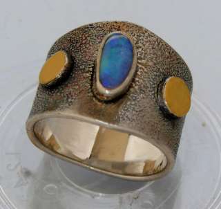   gold ring size 4 5 6 7 8 9 10 11 12 13 mexican opal ring 24k sterling