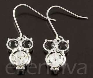 Cute Big Eyes Owl Animal Dangle Earrings New #eg184sv  