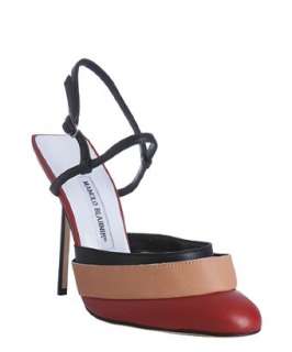 Manolo Blahnik red leather Rebord banded heels   
