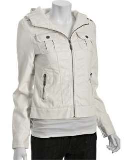 Miss Sixty white faux leather hooded zip jacket   