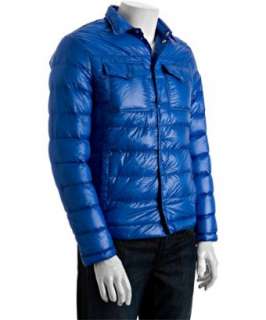 Moncler blue quilted poly Gregoire down zip jacket   up to 