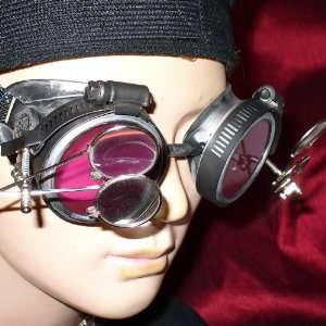   Goggles Glasses silver red magnifying lens 2x 