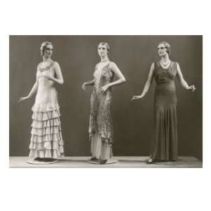  Three Twenties Mannequins in Long Dresses Giclee Poster 