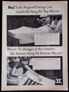Vintage Magazine Ad Lady Pepperell Snug Fit Top Sheets  