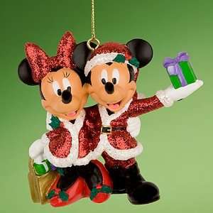    Santa Mickey and Minnie Mouse Holiday Ornament