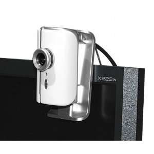   USB Laptop PC Video Camera Webcam Silver & White w/ Clip Stand & Mic