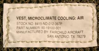 US ARMY MICROCLIMATE VEST Air Conditioner Survival NIB  