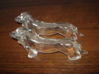 Pair of 2 LUCITE Plastic DACHSHUND DOG FIGURINES for Knife Rest/Holder