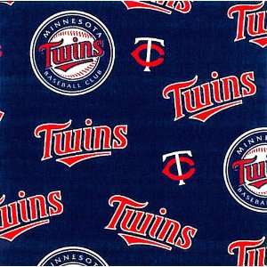 MLB Minnesota Twins Baseball on Navy Print Fleece Fabric By the Yard 