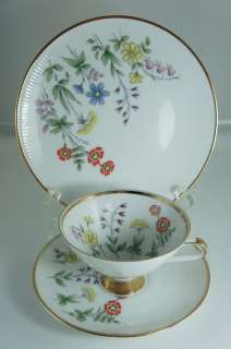   FOOTED CUP,SAUCER,PLATE TRIO FIELD FLOWERS WINTERLING BAVARIA  