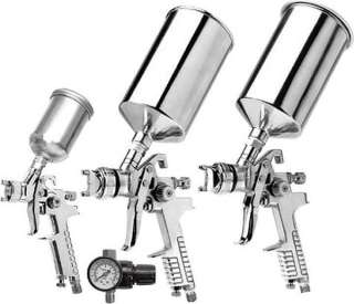 Aluminum 4pc HVLP 1.7 1.4 0.8 mm Regulator 4 Spray Gun  