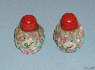 Vintage Medco Glass Salt & Pepper Shakers w/ Sea Shells  