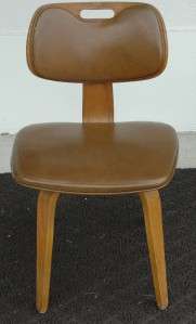 Rare Mid Century Thonet Plywood Chair w/ Vinyl Seat & Back Eames Era 